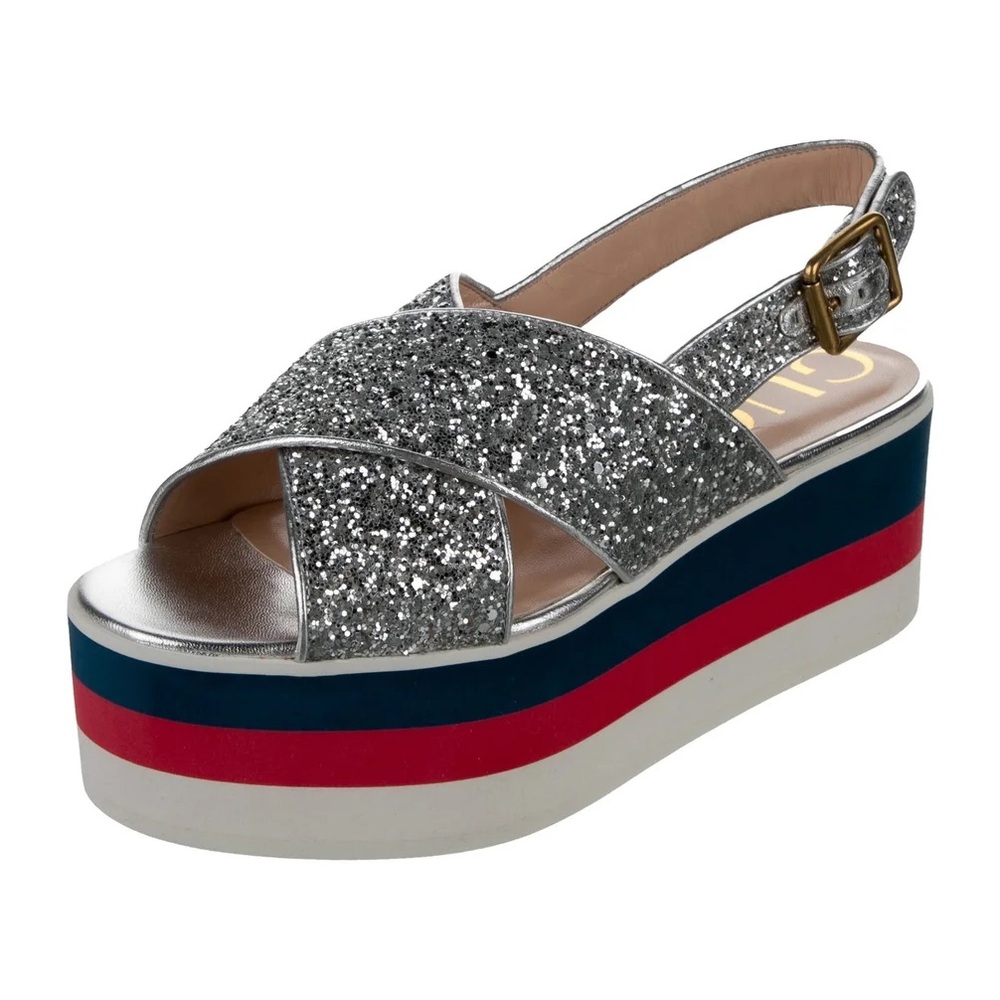 GUCCI Glitter Sandals - Peggy - New in Box - Silver Glitter